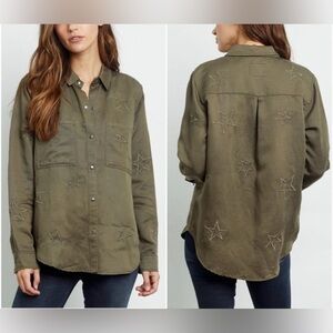 RAILS Marcel Sage Stars Embroidered Utility Button Down Shirt Size Small
